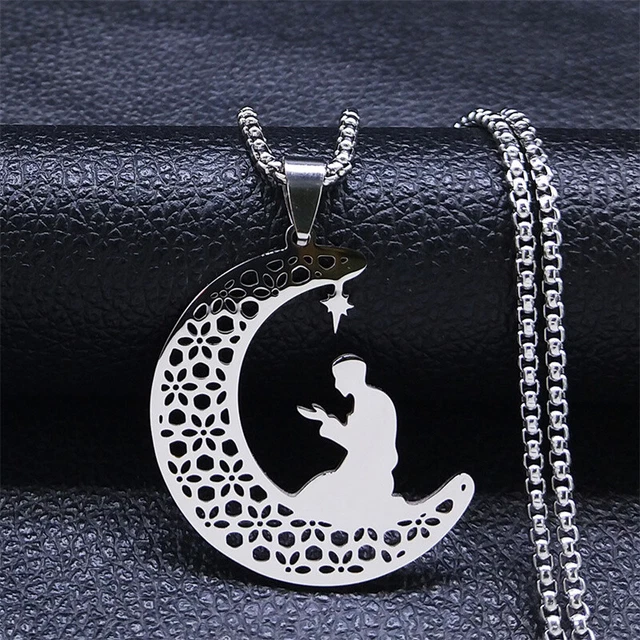 ARABIC PRAYER CRESCENT Moon Star Islamic Islam Religion Arabian Pendant