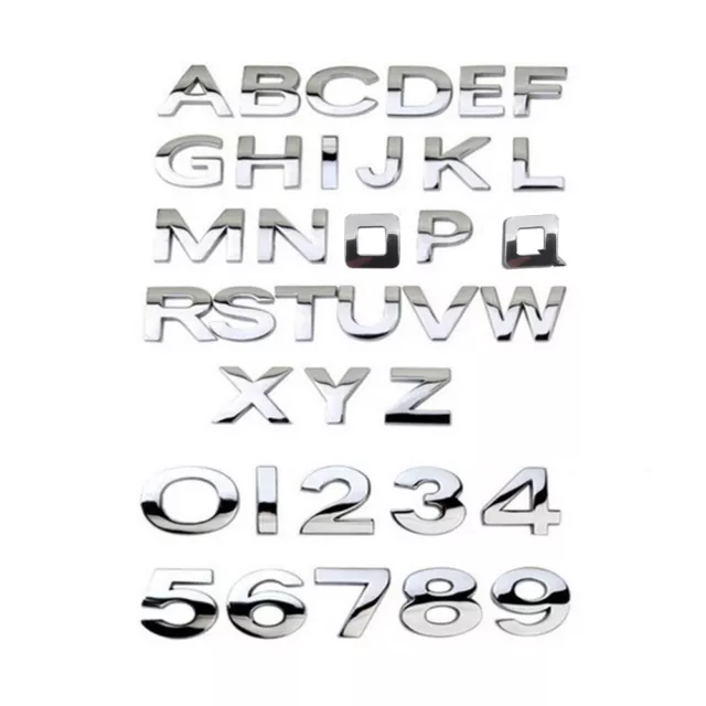 Chrome 3D A-Z Alphabet Letter Badge Car Sticker Self-Adhesive Auto Emblem