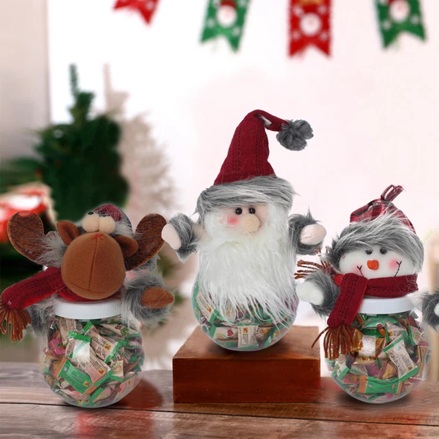 Christmas Candy Jar Storage Bottle Plush Santa Bag Sweet Christmas Candy Box