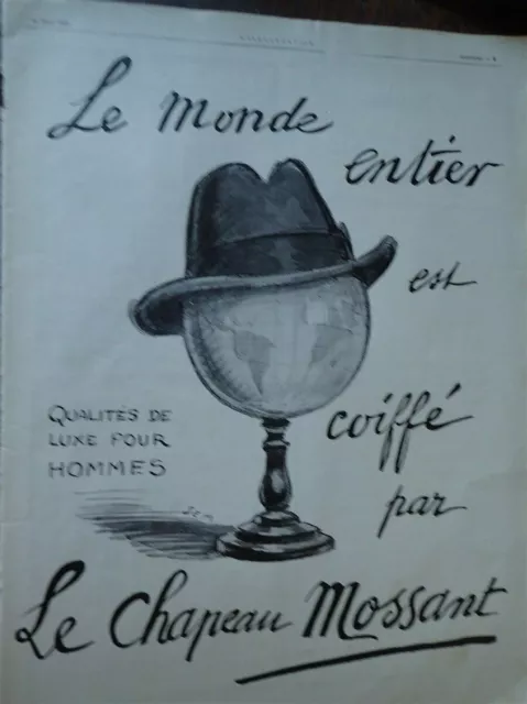 MOSSANT chapeau par SEM + HURTU + PRINCEPS CERVO pub papier ILLUSTRATION 1924