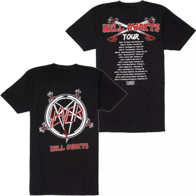 Slayer Men's Hell Awaits 1985 Concert Tour Tee T-Shirt in Small Black