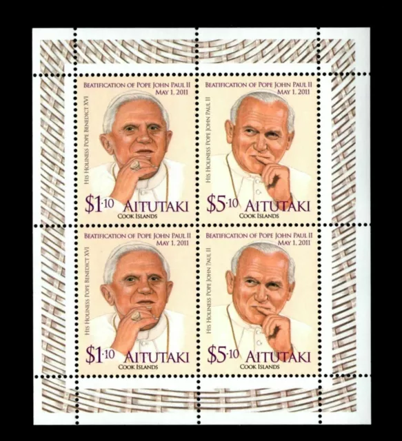 Aitutaki 2012 - Pope John Paul II - Beatification Sheetlet - MNH