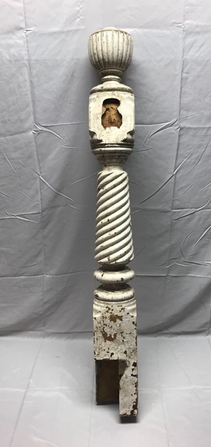 VTG Shabby White Hardwood Oak Turned Twist Newel Post 6x49 Old Staircase 149-23B 10