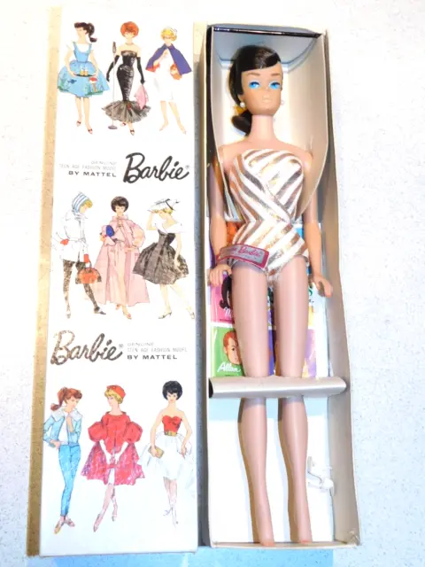 Barbie:  VINTAGE Brunette SWIRL PONYTAIL BARBIE Doll w/Wrist Tag & Box!