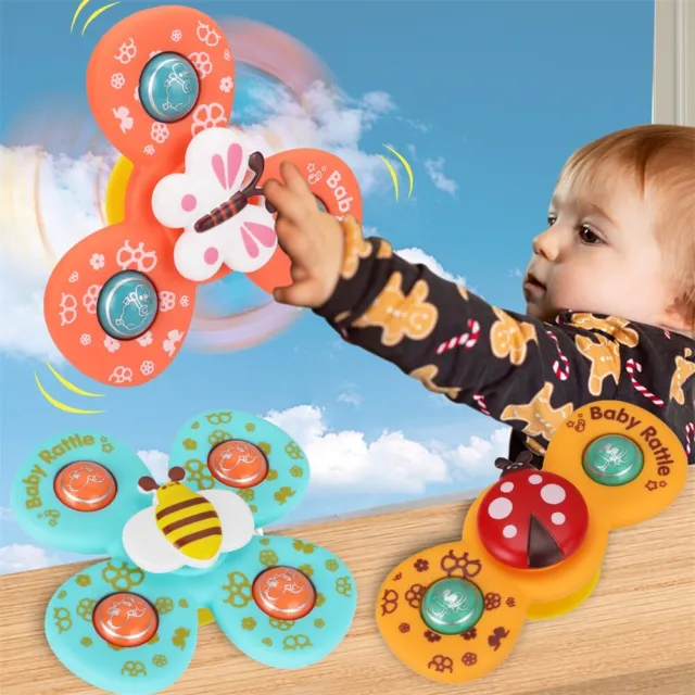 Baby Kids Spinner Gyro Insect Rattles Shower Toy Animal Spinning Top Suction Cup