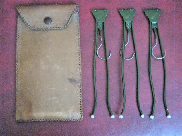 Vintage Folding Metal Coat Hangers in Leather Case - Military Campaign ?