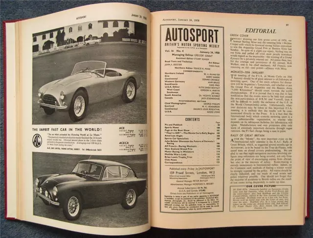 AUTOSPORT Jan bis Juni 1958 GEBUNDENER BAND 16 XVI Motorsportwagen Zeitschriften F1 2