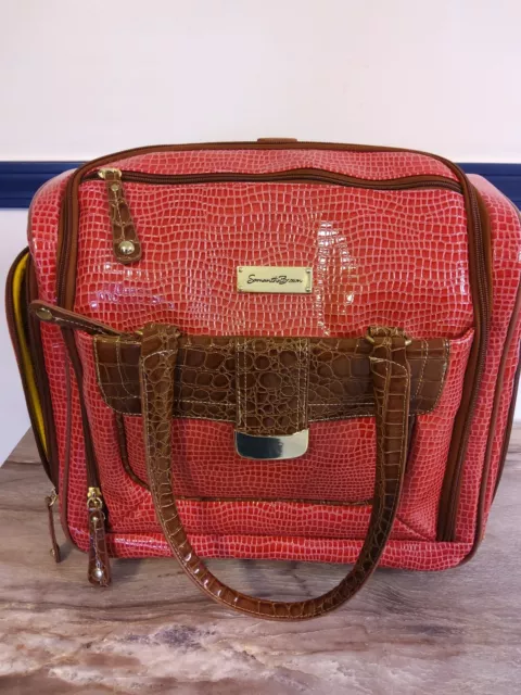 Samantha Brown Luggage Rolling Carry On Crocodile Embossed Bag