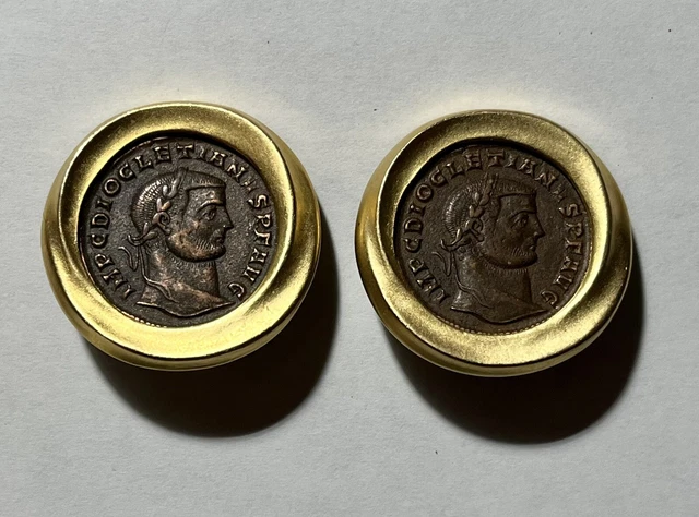 Vintage Ben-Amun Signed Roman Coin Clip-On Earrings