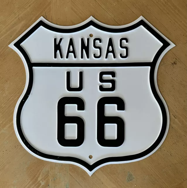 New Highway Route US 66 - KANSAS - 16" x 16" Embossed Heavy Steel Metal Sign