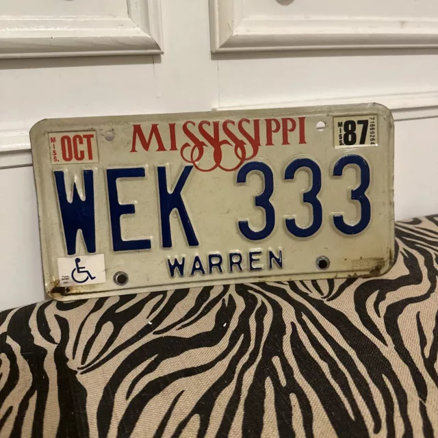 mississippi license plate Warren County 1987