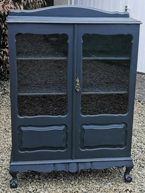 Glazed Antique Victorian French Style Display,Bookcase,( Railings Farrow & Ball