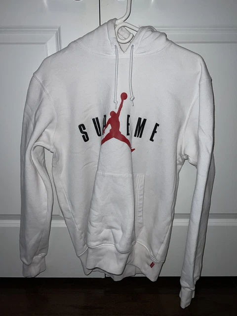 2015 Used Men's Size M - Nike Air Jordan Supreme White Hoodie 799705-100