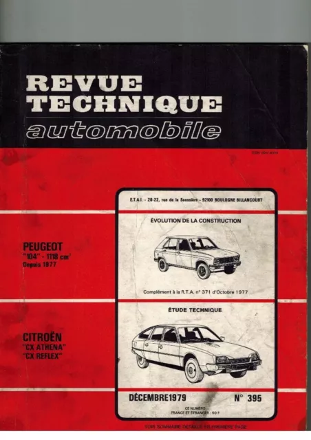 Revue technique N.395 Citroen CX Peugeot 104