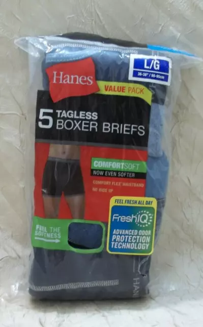 Hanes 5 Pack Boxer Mens Classics TAGLESS Comfort Flex Cotton