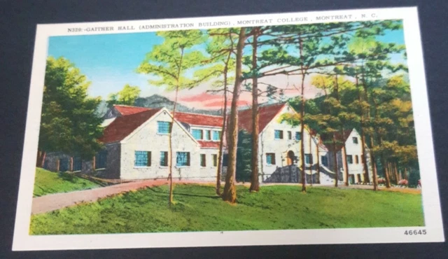 Vintage 1930s linen postcard Gaither Hall Montreat College Christian School NC