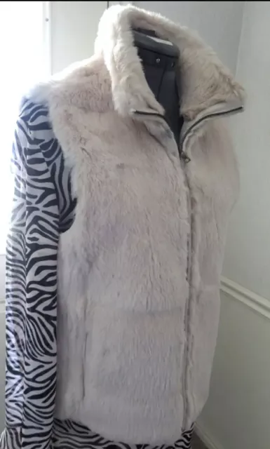 THEORY  "KYRA" ~ Front Zip ~ Genuine Rabbit Fur Vest Jacket Top ~ Size M~ NICE