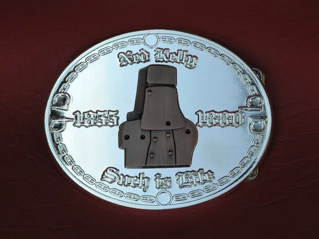 NED KELLY SILVER BELT BUCKLE ~ BRAND NEW~ Country & Western AUSTRALIA AUSTRALIAN