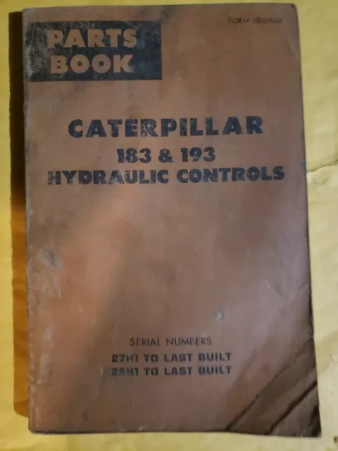 Caterpillar Cat 183 193 Hydraulic Controls Parts Catalog Manual D8H D9H 27H 28H