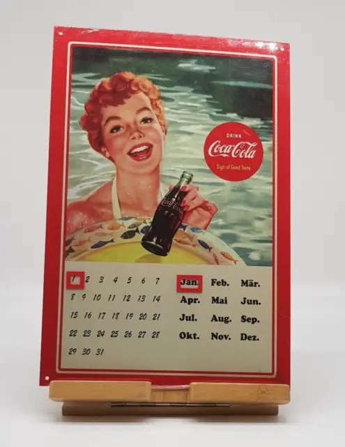 Blechschild Drink Coca-Cola Sign of good Taste Kalender  21 x 31 cm verschweißt