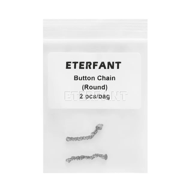 ETERFANT Dental Ortho Lingual Button Chains with Mesh Round Base Silver 2Pc/Pack