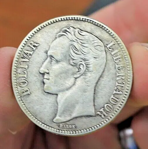 Venezuela, 5 Bolivares 1926, silver, VF