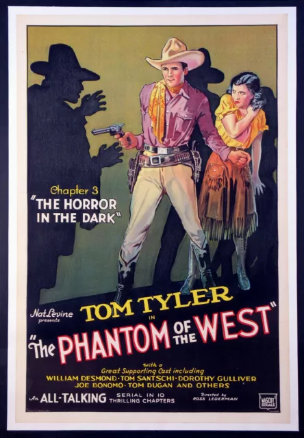 Phantom Of The West Tom Tyler Western Serial Stone Litho 1931 1-Sheet