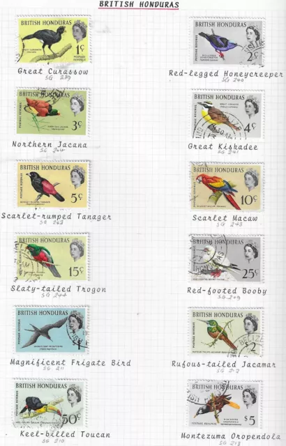 British Honduras 1962 BIRDS set of 12 Fine Used