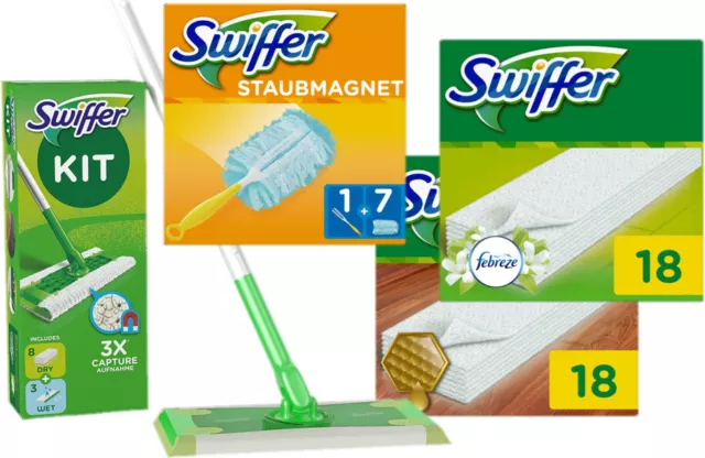 Swiffer Megaset Bodenwischer +Duft/Holz Nachfüller (18er )+ Staubmagnet (7er)