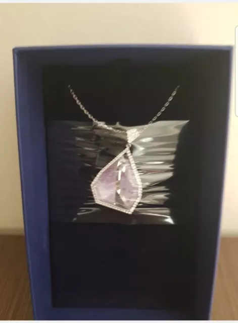 Swarovski Rhodium plated stainless steel purple & clear crystal necklace New❤🌸