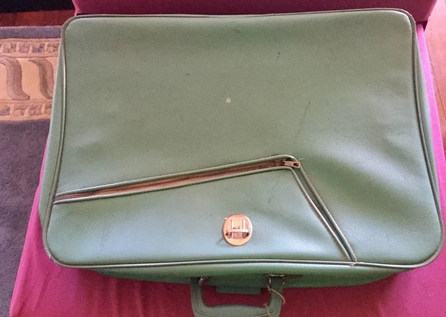 Vintage retro 1960s 1970s blue suitcase travel overnight carry case