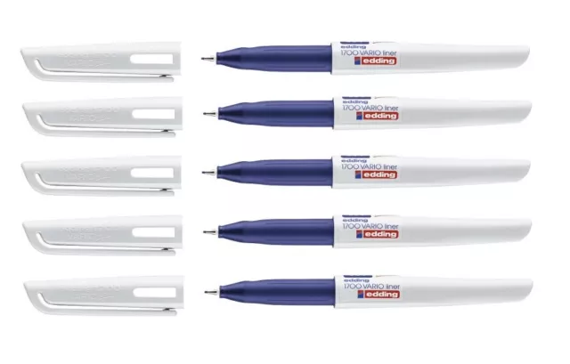 5 x Edding Fineliner Filzstift Marker 1700 Vario 0,5 mm blau