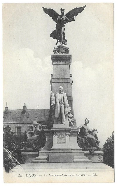 DIJON (21) Côte-d'Or Le Monument de Sadi Carnot CPA écrite le 10 Avril 1919