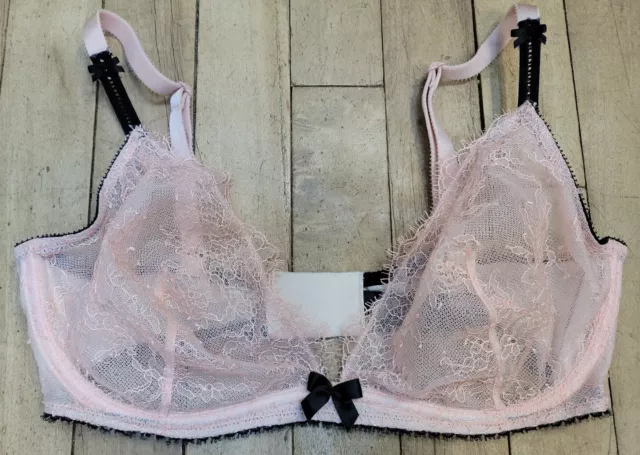 VICTORIAS SECRET 34DD Very Sexy Unlined Plunge Lace Floral Bra