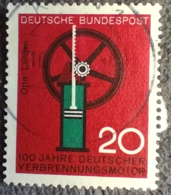 Briefmarke Bund BRD Otto Langen Verbrennungsmotor 100 Jahre 20 rot gestempelt