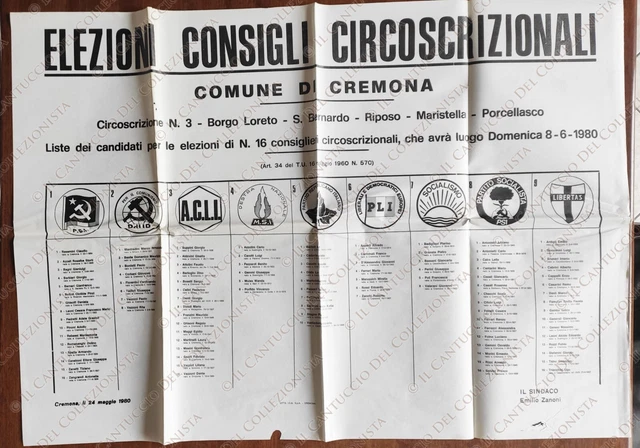 1980 Cremona Elezioni Consigli Circoscrizionali Circoscrizione N. 3 manifesto