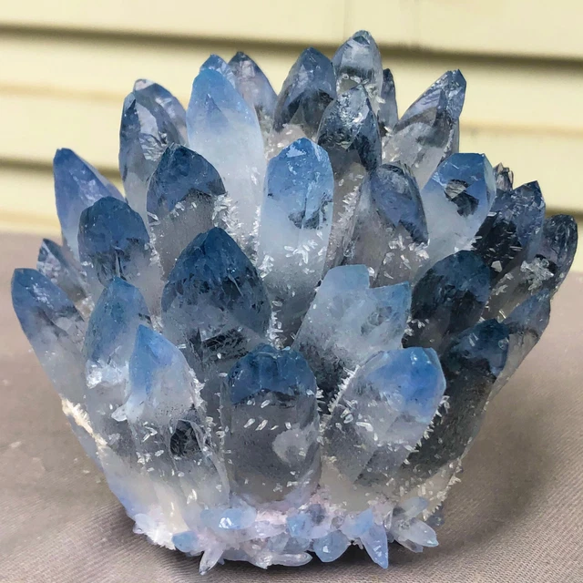 432g  New Find blue Phantom Quartz Crystal Cluster Mineral Specimen Healing 9