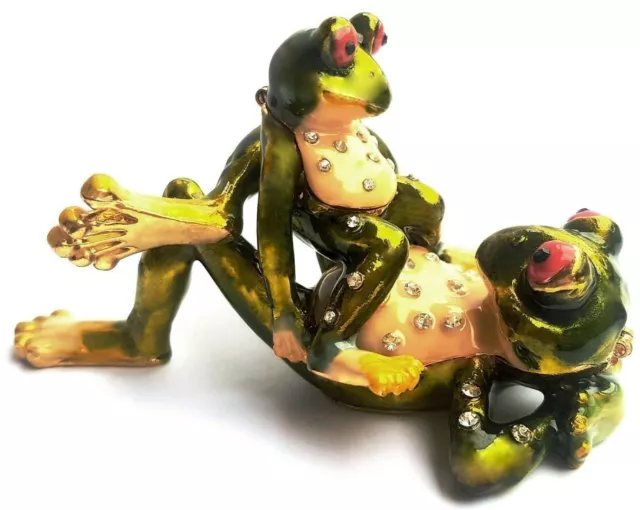 Frosch Vater Junior Geschenk Deko Figur Sammlerstück Schmuckschatulle Pillendose