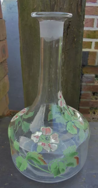 Ancienne Carafe Émaillée Décor Floral Dn15