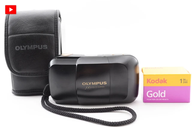 [NEAR MINT] Olympus μ mju Panorama Black 35mm Point & Shoot Film Camera JAPAN