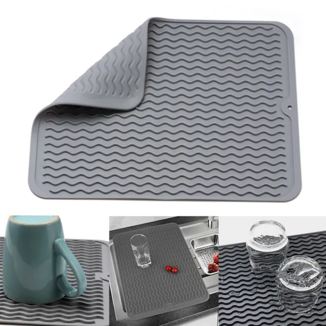 Silicone Sink Drying Mat Heat Resistant Kitchen Rectangle Non Slip Dish Drainer