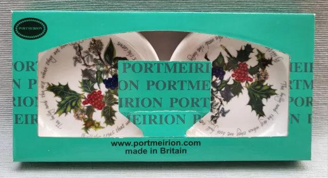 Beautiful boxed pair of Portmeirion Holly and the Ivy pin sweet dishes