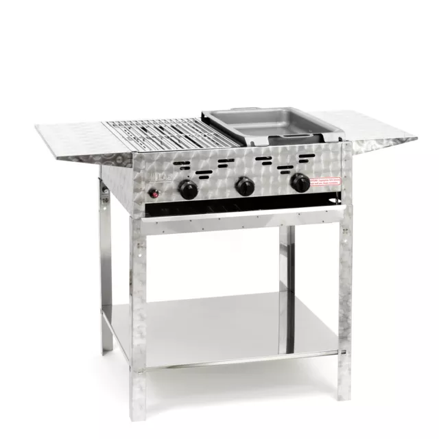 Edelstahl-Brenner Gasgrill Gasbräter stationär 3-flammig 11kW BBQ Neu GT3STAP