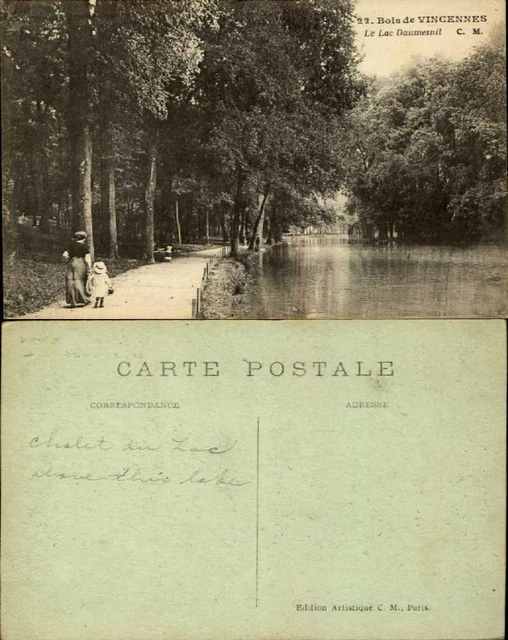 Bois de Vincennes Val de Marne Le Lac Daumesnil ~ vintage postcard