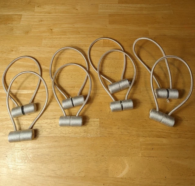 8 PC Magnetic Curtain Tie Backs Tiebacks Clips Weave Rope Holdbacks 4 Pairs