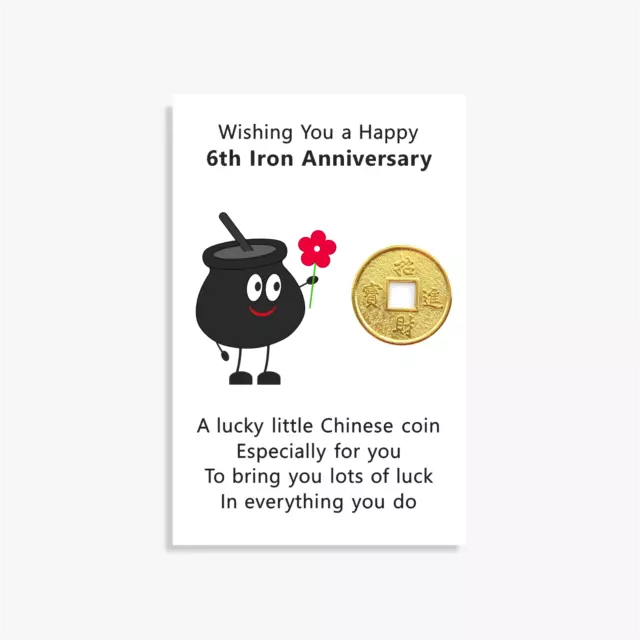 6th Iron Wedding Anniversary Lucky Coin Gift Card Good Luck Charm Keepsake