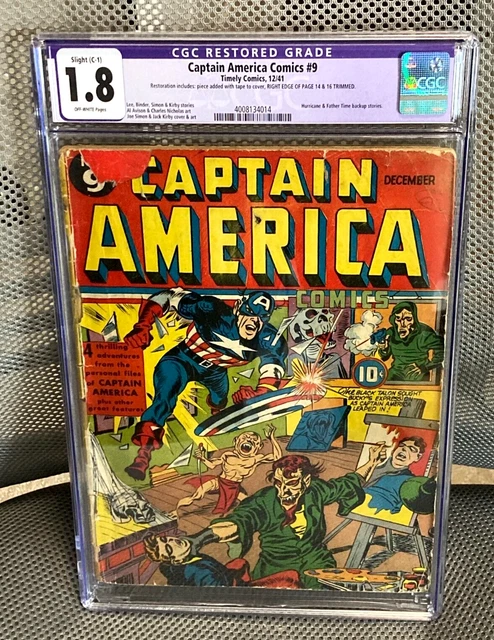 Captain America Comics 9 CGC 1.8 1941 Restored Timely