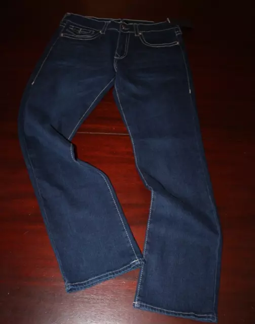 mens true religion ricky relaxed straight big T flap jeans 33x34 nwt dark artic