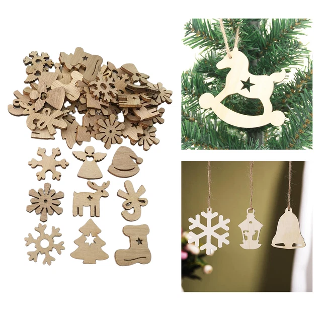 100x Holzformen Stücke Verschönerung Holzscheiben Weihnachten Schneeflocke