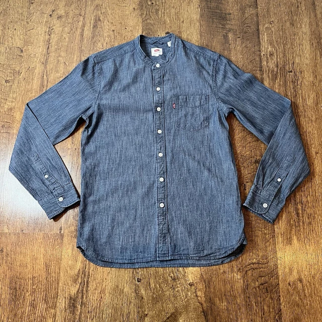 MENS VINTAGE Denim Grandad Shirt By. Levis. 19. Collar. Xl 31.00 PicClick UK